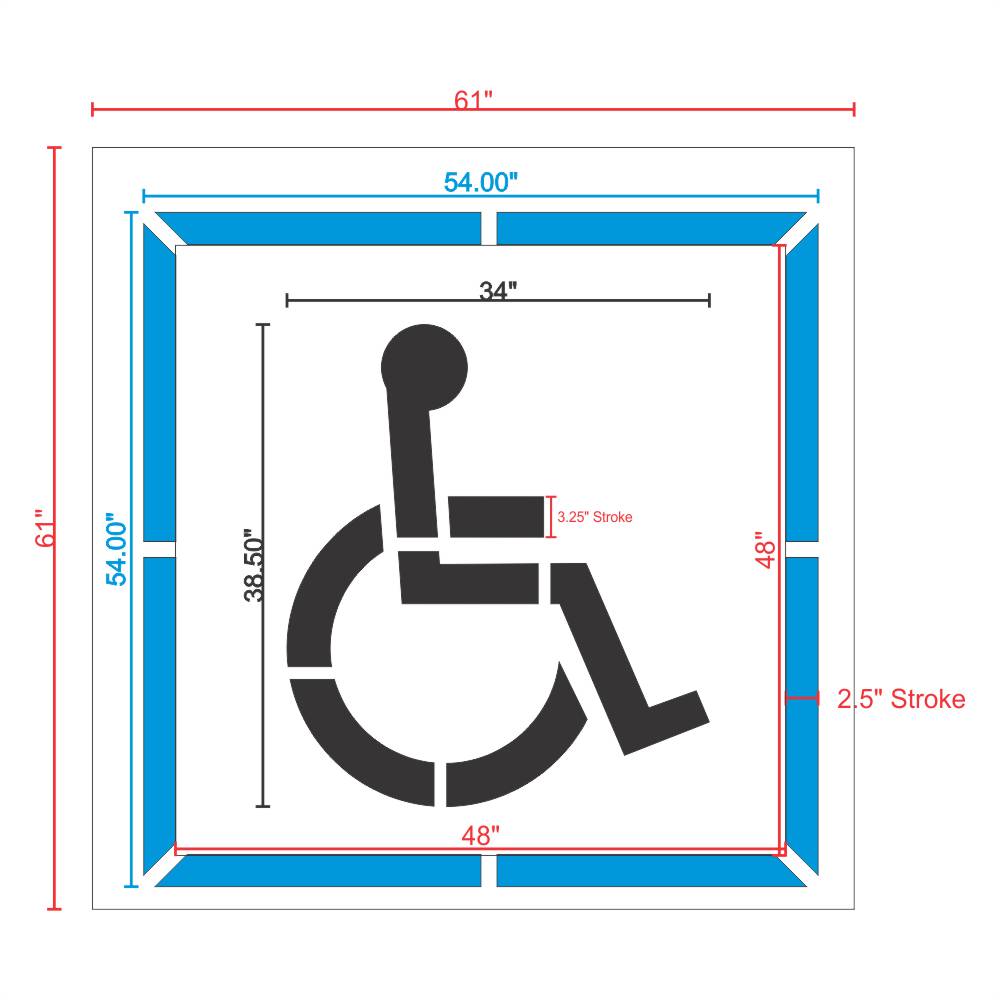 Handicap Parking Stencil 2 Part 54" Measurements