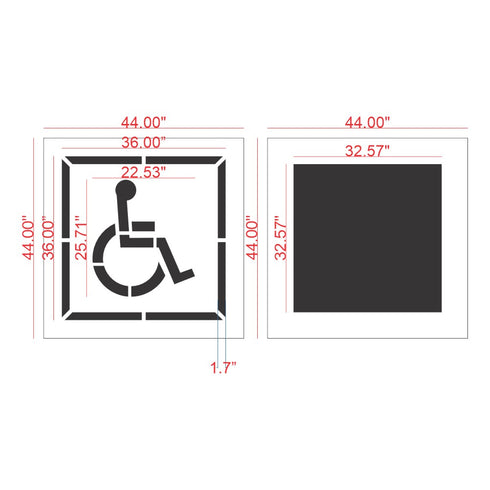 Measurements of the 2 part handicap stencil  36 inch version