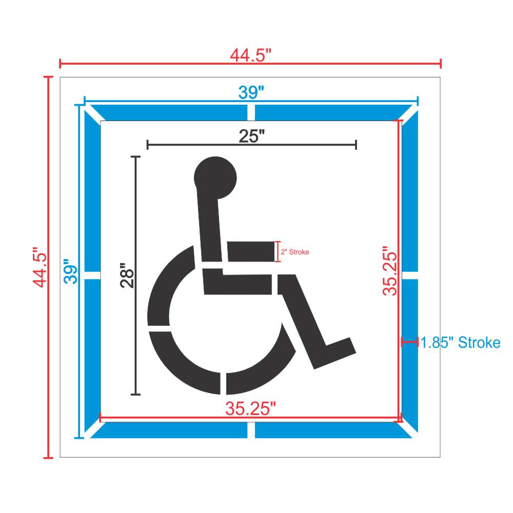 Handicap Parking Stencil 2 Part 39" Measurements