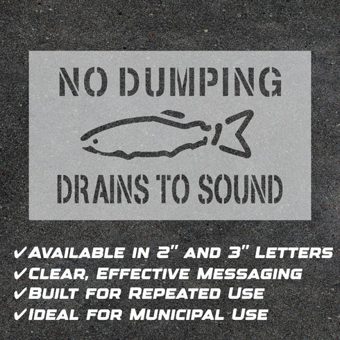 No Dumping Drains to Sound Storm Drain Stencil