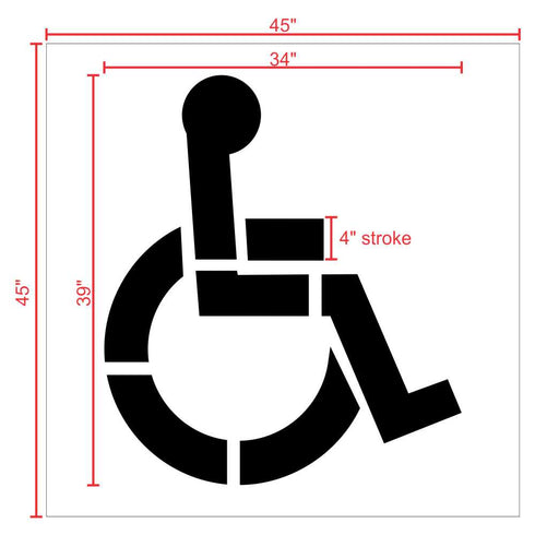 Handicap Parking Lot Stencil measurements thicker stroke width