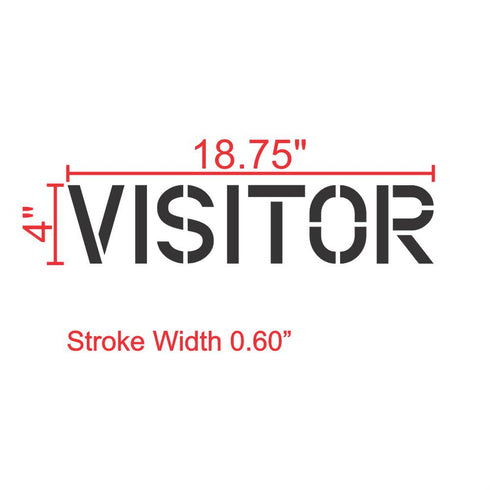 Visitor Parking Lot Marking Stencil 4" measurements