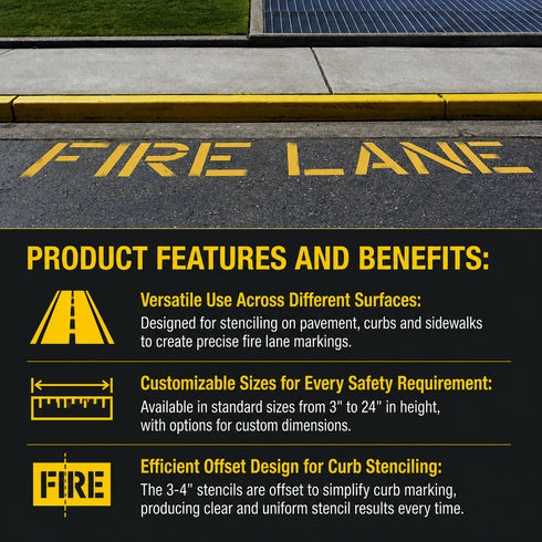 Highlights for the Fire Lane Parking Lot Pavement Stencil