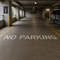 No Parking Stencil applied to a no parking area in a parking garage