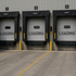 Loading stencil applied to the front of loading docks at a warehouse