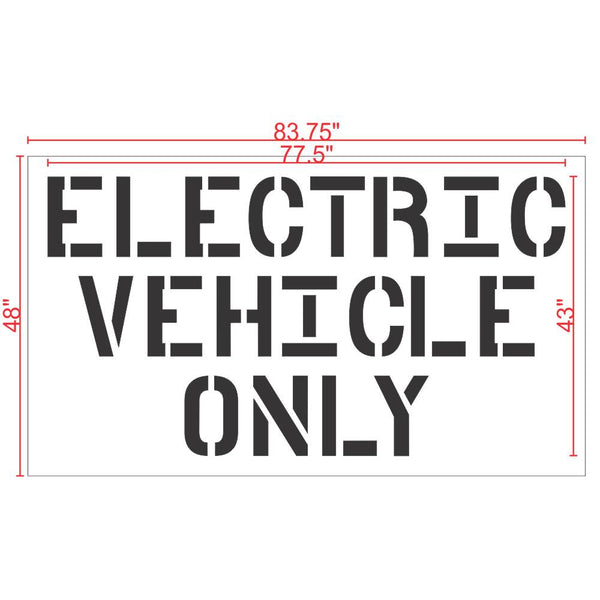Electric Vehicle Only Stencil 12" Letter Measurements