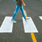 Crosswalk lines stencil painting walkway roads intersections