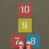 Colorful hopscotch grid with numbers on a brown background