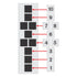 Sheet of labels with black squares and numbered white squares, arranged vertically.
