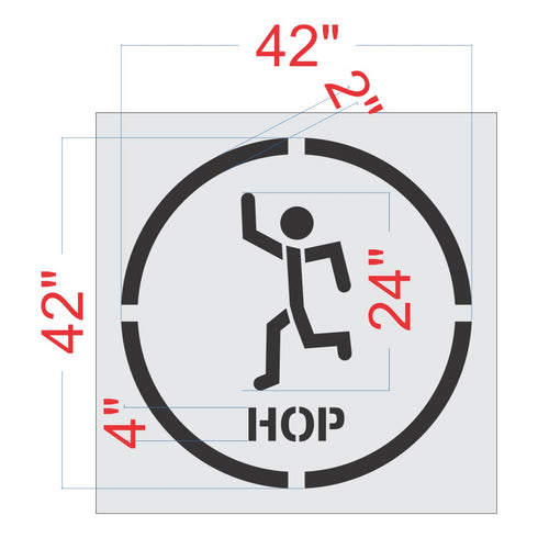 Dimensions of the Hop Fitness Circle Stencil.