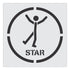 Black 'STAR' symbol with a person in a circle on a white background