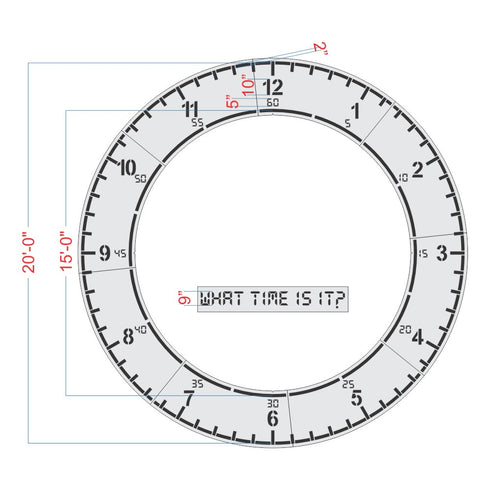 20 ft Analogue Clock Playground Stencil