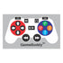 GameBuddy controller sticker with red and blue button layout on a gray background