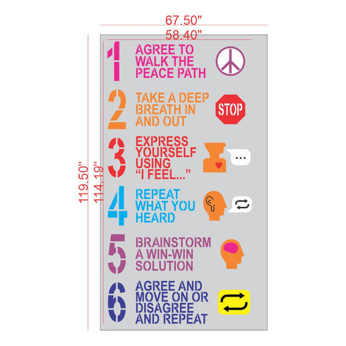 Dimensions of the Peace Path Playground Stencil