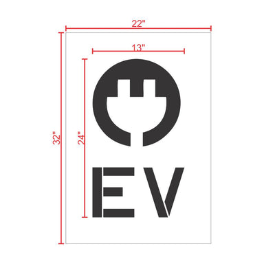 Electric Vehicle Charging Station EV with Plug Stencil 24" Measurements