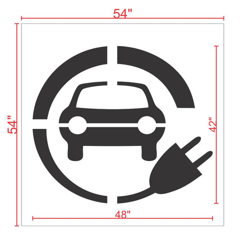 Electric Vehicle Charging Station Car with Plug Stencil 48" Measurement
