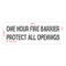 One Hour | Fire Barrier and Smoke Barrier Signs | Fire Code Stencils