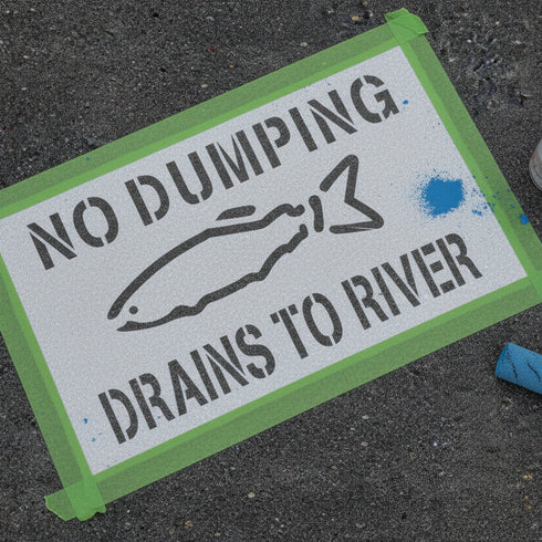 No Dumping Drains to River Storm Drain Stencil