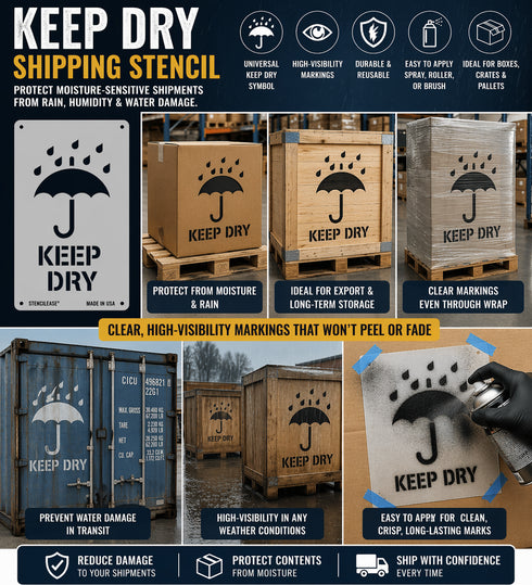 Keep Dry Shipping Symbol Stencil
