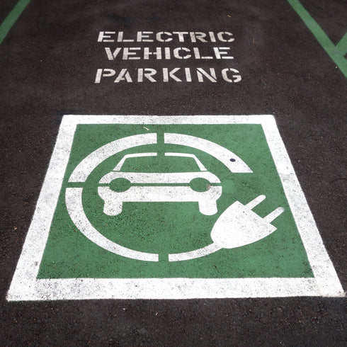 Electric Vehicle Charging Station Stencil - Car with Plug Design