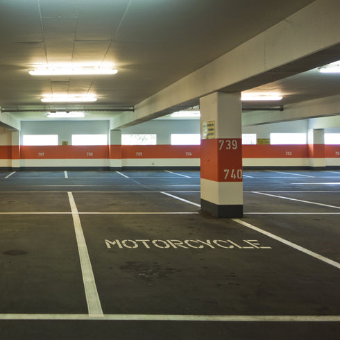 MOTORCYCLE parking garage stencil