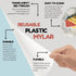 10 Mil Reusable Plastic Mylar. Durable, See-through, flexible, and easy to clean!