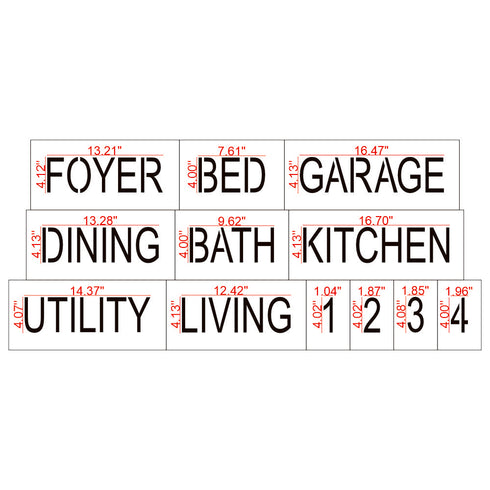 Residential Home Room Marking Stencil Set