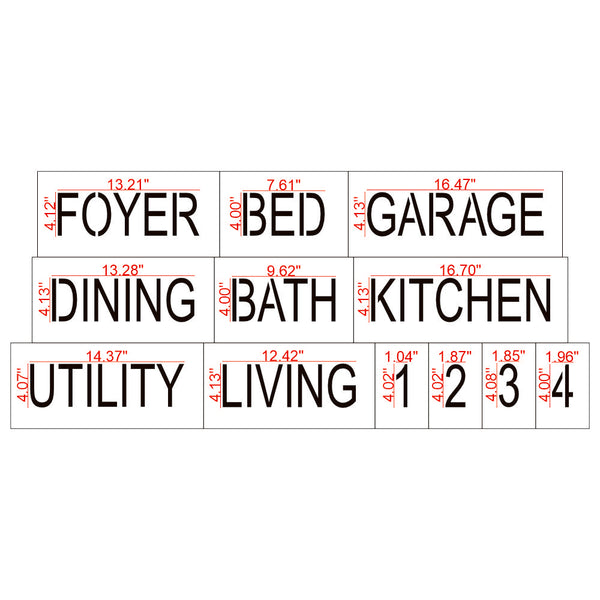 Residential Home Room Marking Stencil Set