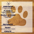 Wild Cat Paw Print Stencil Sheet with key highlights of the design and how it can be used.