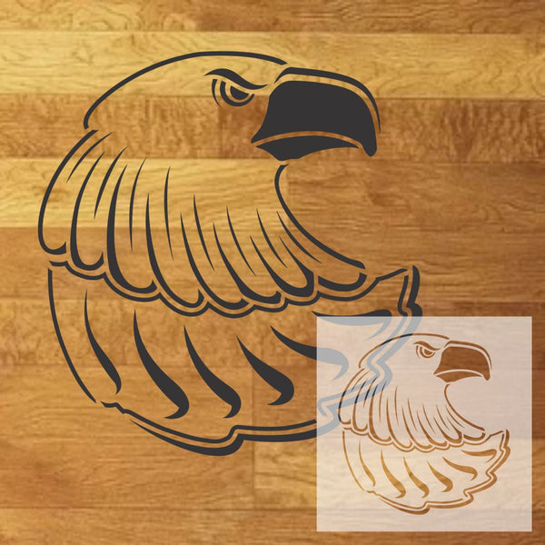 Eagle Head Stencil design mockup with inset of the stencil sheet