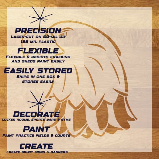 Eagle Head 2 Stencil Sheet with key highlights of the design and how it can be used.