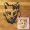 Wolf Head Stencil design mockup with inset of the stencil sheet