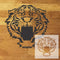 Tiger Face Forward Mascot Stencil design mockup with inset of the stencil sheet