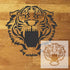 Tiger Face Forward Mascot Stencil design mockup with inset of the stencil sheet