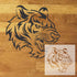 Tiger Head Profile Stencil design mockup with inset of the stencil sheet