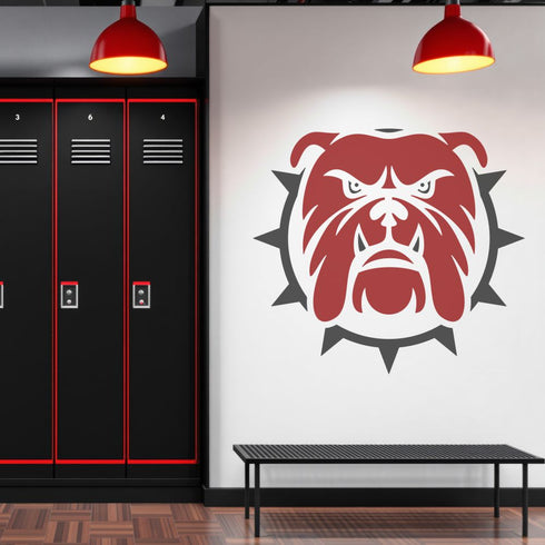 Bulldog Stencil on a locker room wall.