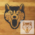 Wolves Mascot Stencil design mockup with inset of the stencil sheet