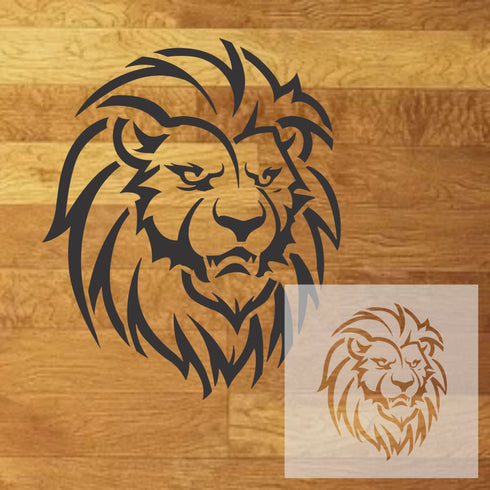 Lions Mascot Stencil design mockup with inset of the stencil sheet
