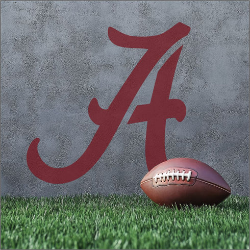 Football with a large red 'A' logo on a textured gray background