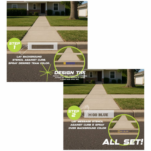 Instructions for applying a design tip on a sidewalk with text overlay