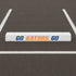 White parking bumper painted with Go Gators Go parking stencil.