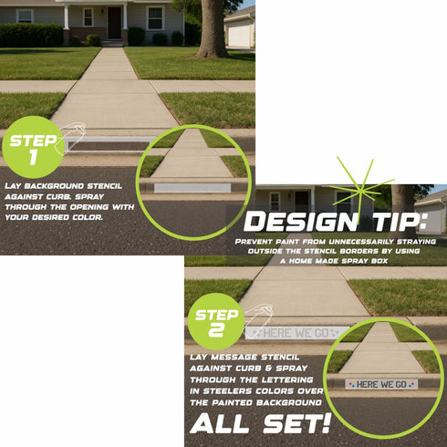 Here We Go Curb Painting Stencil