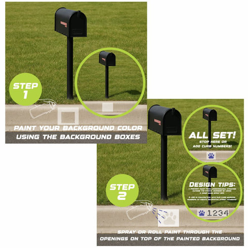 Instructions for painting a curb with labeled steps on a white background