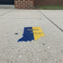 Map of Indiana on a concrete surface with 'Indiana' and 'Indianapolis' text.