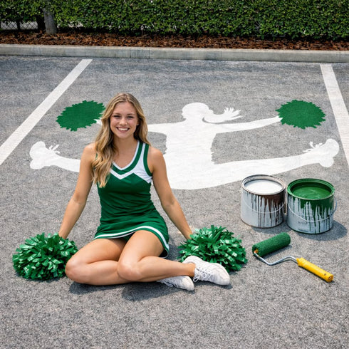 Cheerleading Parking Space Stencil