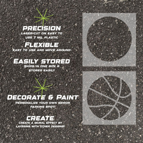 Details about the 2 part basketball parking space stencil.