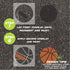 Instructions for creating a basketball-themed design on pavement using a 2 part parking space stencil.