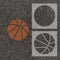 Basketball stenciled on pavement with matching 2 part stencil.