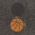 Basketball parking space stencil with measurements on pavement.