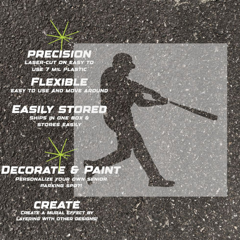 Details about the baseball player silhouette stencil.